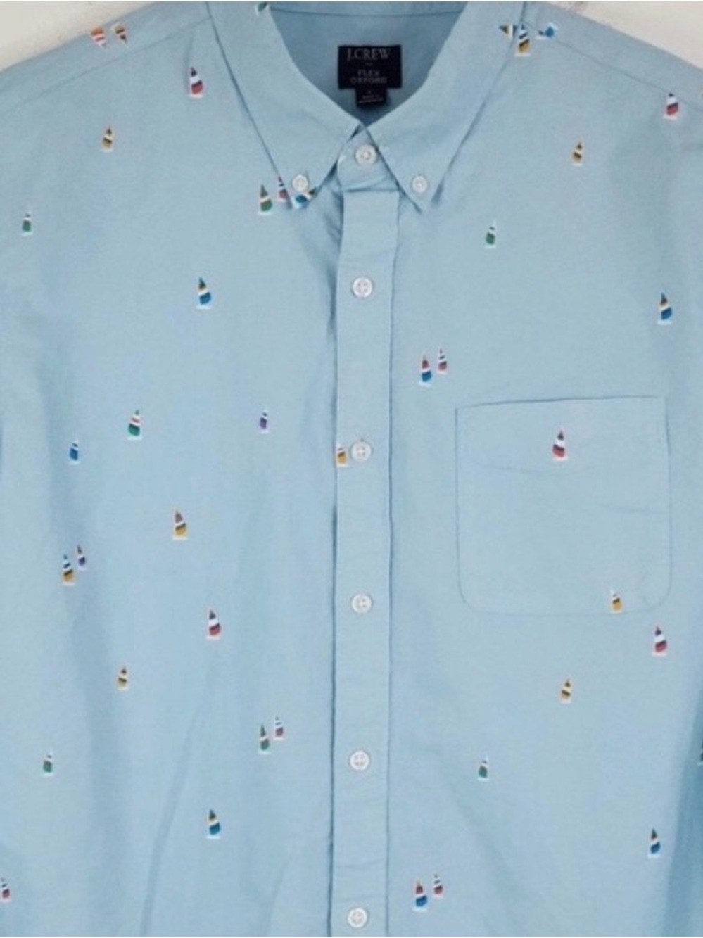 J. Crew Light Blue Men's Shirt with Multicolor Embroidery XL NWOT